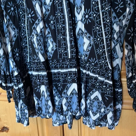 Free People Down By The Bay Blue White Oversized Tunic Top Dress - Picture 5 of 8